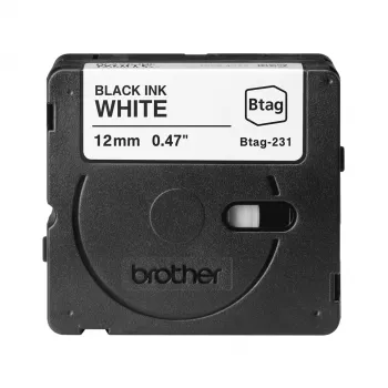 Brother BTAG-231 lentes kasetne melna uz balta 1.2 cm 4 m