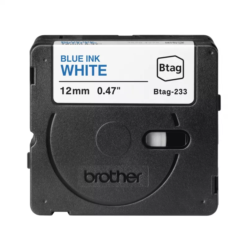Brother BTAG-233 lente etiķetēm Zila uz balta