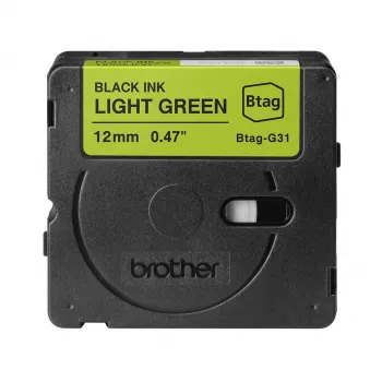 Brother BTAG-G31 lentes kasetne, melna uz zalas, 1,2 cm, 4 m