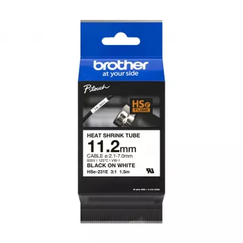 Lentes kasete Brother HSE-231E melna uz baltas termosarūkošās caurulītes