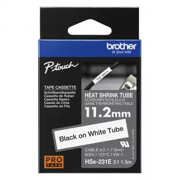 Lentes kasete Brother HSE-231E melna uz baltas termosarūkošās caurulītes