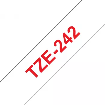 Laminēta lente Brother TZe242 18mm sarkana uz balta