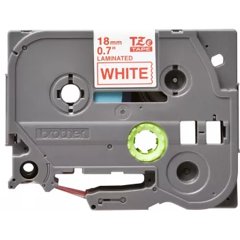 Laminēta lente Brother TZe242 18mm sarkana uz balta