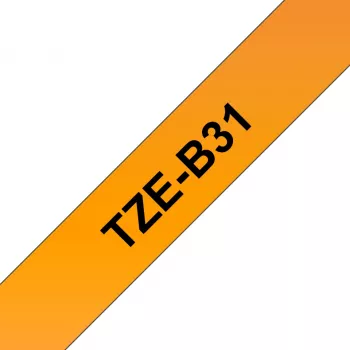 Līmlentes kasete Brother TZe TZEB31 12mm Melna uz fluorescējoši oranžas