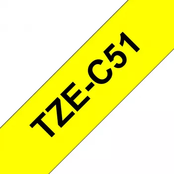 Brother Laminēta lente TZe Melna uz fluorescējoši dzeltena 2,4 cm 5 m