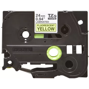 Brother Laminēta lente TZe Melna uz fluorescējoši dzeltena 2,4 cm 5 m