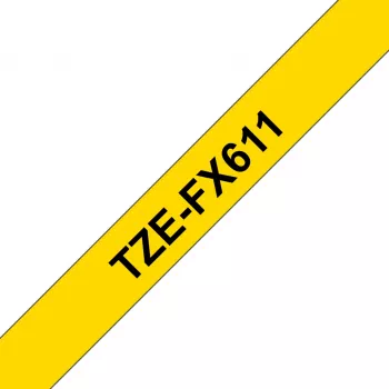 Brother TZE-FX611 lentes kasete, melns uz dzeltena, 6 mm x 8 m