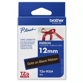 Brother TZE-R334 lentes kasetne, zelts uz melna
