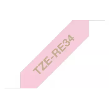 Brother TZE-RE34 lentes rakstītāja lente Zelts uz Rozā