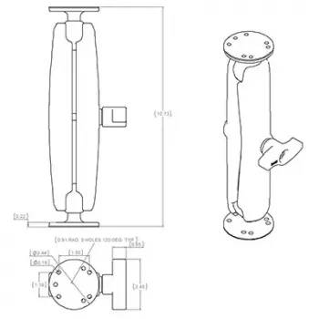 Divu lodīšu stiprinājums ar divām apaļām pamatnēm RAM Mounts RAM-101U-D