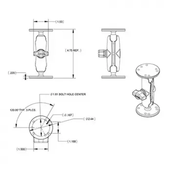 RAM Mounts RAM-B-101U universāls dubultlodveida stiprinājums