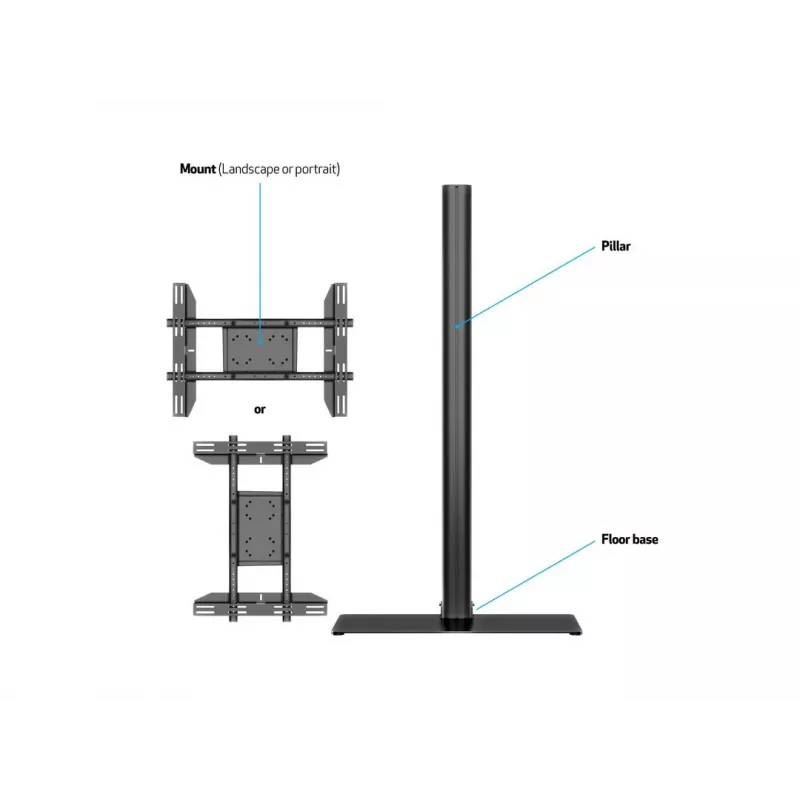 Multibrackets M 180 Single Black grīdas statīvs displejam ar pamatni