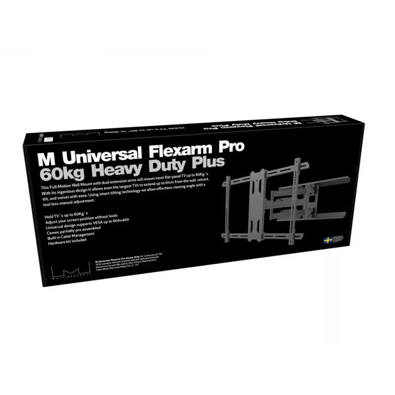 Piestiprināšanas kronšteins Multibrackets M Universal Flexarm Pro 60 kg Smagās slodzes Melns