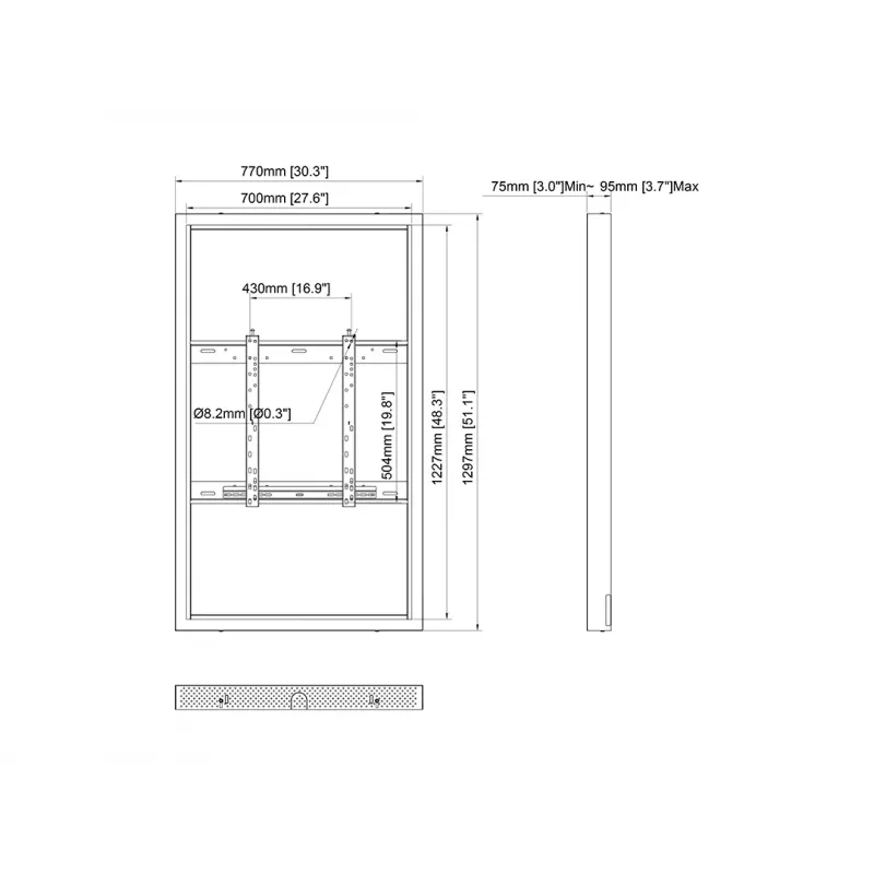 Multibrackets M Pro Series korpuss 55 collu sienas melns tērauds ainava/portrets