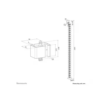Kabeļu mugurkauls ar skavu, Neomounts ADS06-131BL, universāla kabeļu pārvaldība, melns