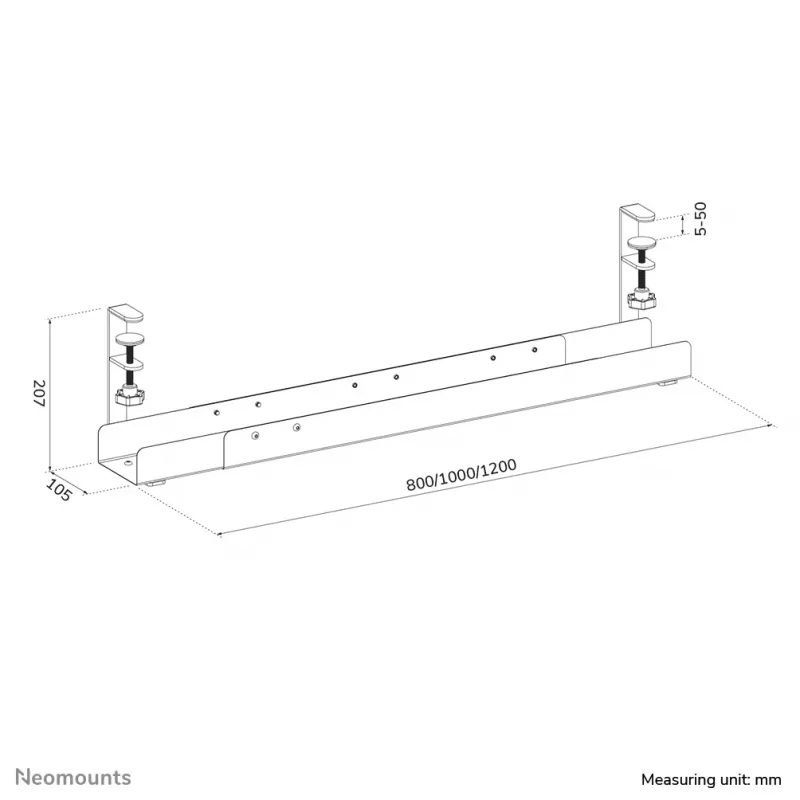 Kabeļu paliktnis Neomounts ADS07-120BL, skrūvējams, universāls, 120 mm platums, melns