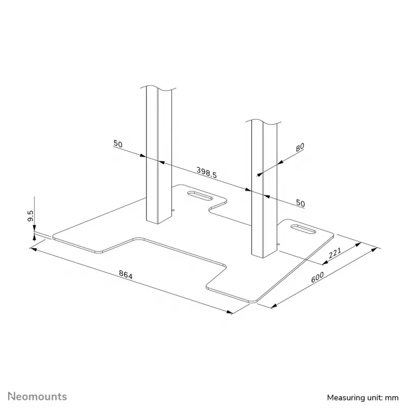 Neomounts AFP-875WH balta tērauda grīdas plāksne 864x600x95 mm