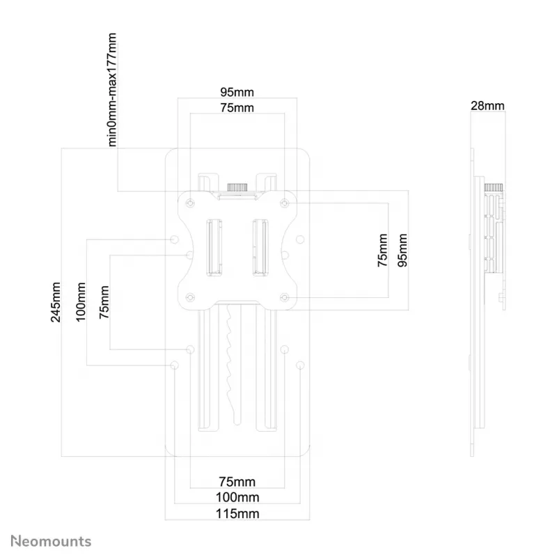 Neomounts FPMA-LIFT100BLACK Augstuma regulēšanas VESA adapteris - universāls