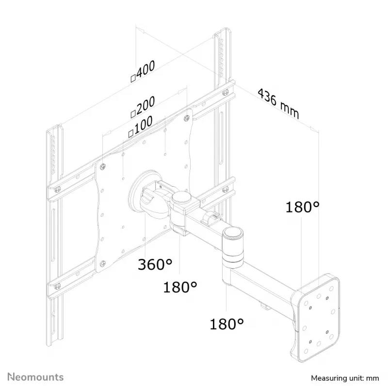Neomounts FPMA-W960 Sienas stiprinājums monitoram/TV 23-52 collas - pilna kustība