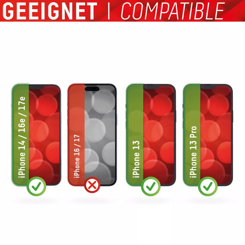 Displex ekrāna aizsargstikls (10H) Apple iPhone 13/13 Pro/14/16e/17e, Eco montāžas rāmis, izturīgs pret skrāpējumiem