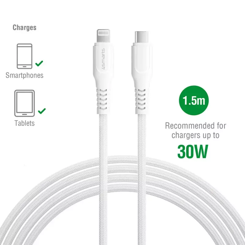 Lightning kabelis 4smarts 465592 1.5m USB-C uz Lightning