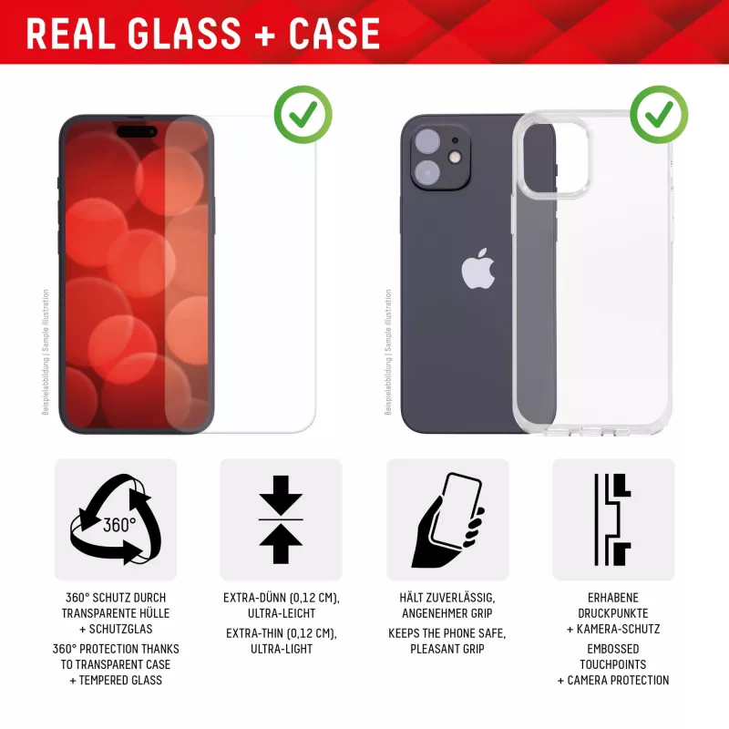 Displex ekrāna aizsargstikls + maciņš Apple iPhone 15, Eco montāžas rāmis, skrāpējumiem izturīgs