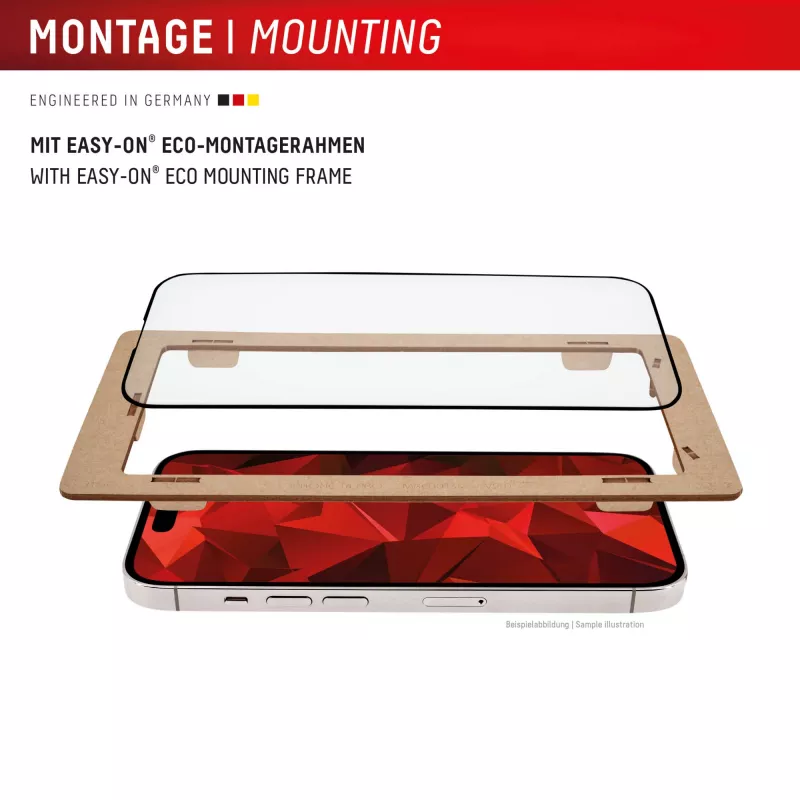 Displex Premium ekrāna aizsargstikls (Pilna pārklājuma, 10H) Apple iPhone 16, EASY-ON® Eco montāžas rāmis