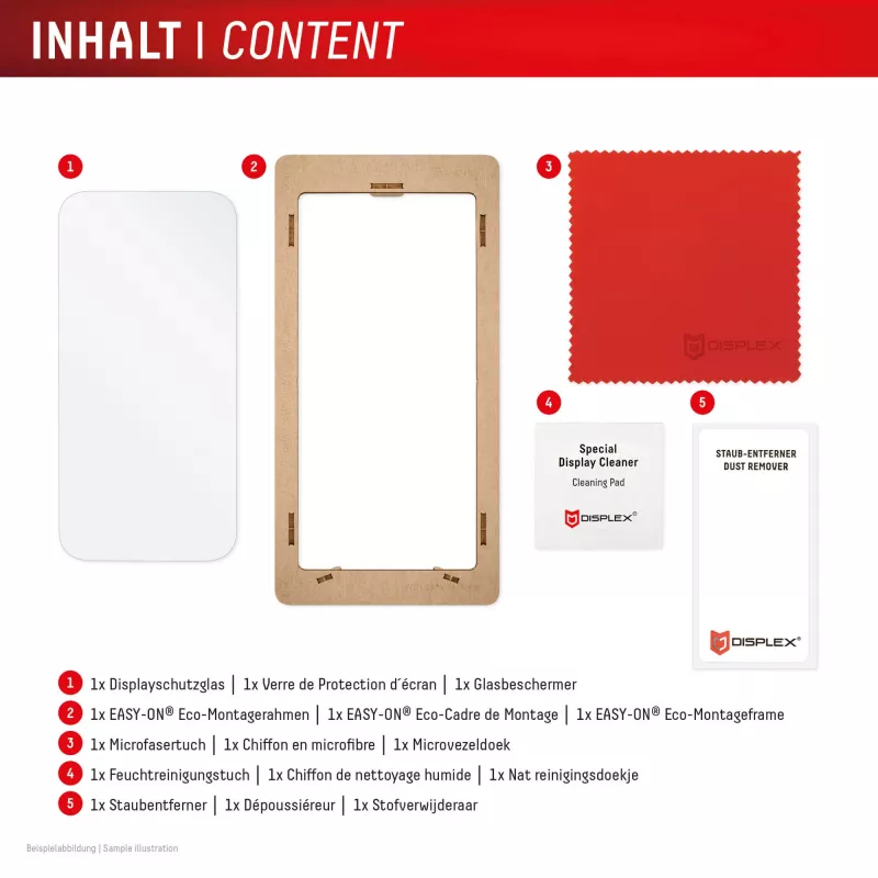 Displex ekrāna aizsargs (10H) Apple iPhone 16 Pro, EASY-ON® Eco montāžas rāmis, izturīgs pret skrāpējumiem