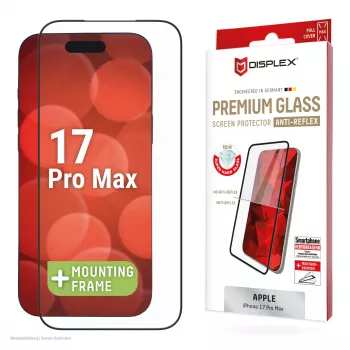 Displex Premium ekrāna aizsargstikls (Pilns pārklājums, 10H) Apple iPhone 17 Pro Max, EASY-ON® Eco montāžas rāmis