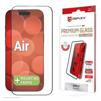 Displex Premium ekrāna aizsargs (Pilna pārklājuma, 10H) Apple iPhone Air, EASY-ON® Eco montāžas rāmis, pilns pārklājums