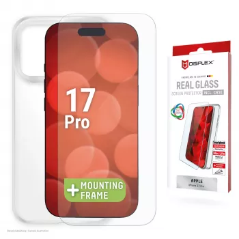 Displex ekrāna aizsargstikls + maciņš Apple iPhone 17 Pro, Eco montāžas rāmis, izturīgs pret skrāpējumiem