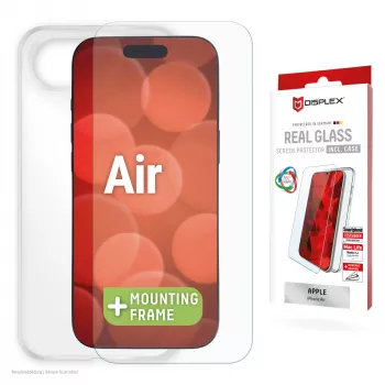 Displex ekrāna aizsargstikls + maciņš Apple iPhone Air, EASY-ON® Eco montāžas rāmis, pret skrāpējumiem