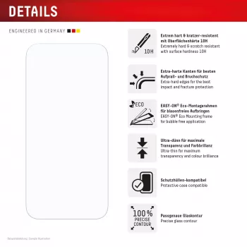 Displex ekrāna aizsargstikls + maciņš Apple iPhone Air, EASY-ON® Eco montāžas rāmis, pret skrāpējumiem