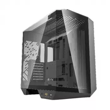 PC korpuss Darkflash DY470 Full Tower — Melns, SPCC, atbalsta ITX/ATX, HDD 3.5 collu/2.5 collu, 1x aizmugurējais 120 mm, 120 mm sānu ventilatori