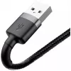 USB A uz Lightning kabelis Baseus Cafule (CALKLF-CG1) — neilona pīts, QC3.0 1.5A, 2 m, pelēks/melns