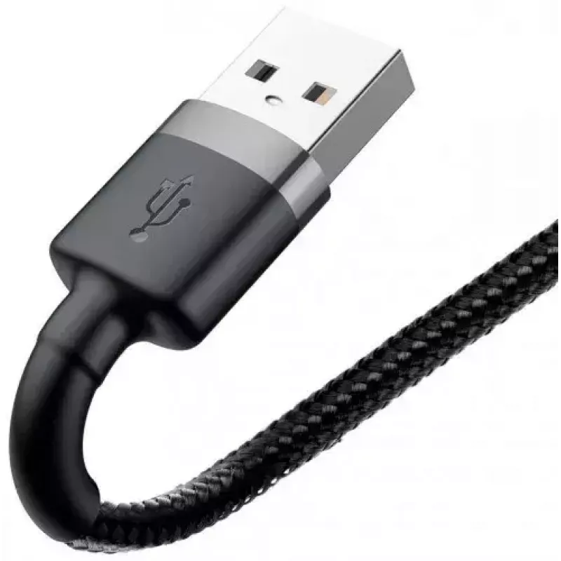 USB A uz Lightning kabelis Baseus Cafule (CALKLF-CG1) — neilona pīts, QC3.0 1.5A, 2 m, pelēks/melns