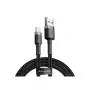 USB A uz Lightning kabelis Baseus Cafule (CALKLF-CG1) — neilona pīts, QC3.0 1.5A, 2 m, pelēks/melns