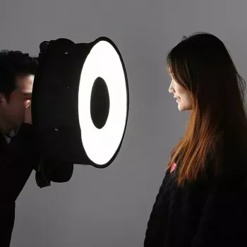 Softbox difuzors Puluz PU5145 45 cm apaļš salokāms viegls fotogrāfijas apgaismojumam