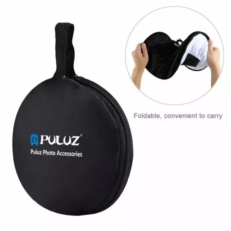 Softbox difuzors Puluz PU5145 45 cm apaļš salokāms viegls fotogrāfijas apgaismojumam