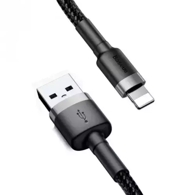 Baseus CALKLF-AG1 Nylon uzlādes un datu kabelis USB-C QC3.0 2.4A uz Lightning 0.5m melns, pelēks