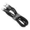Baseus CALKLF-AG1 Nylon uzlādes un datu kabelis USB-C QC3.0 2.4A uz Lightning 0.5m melns, pelēks