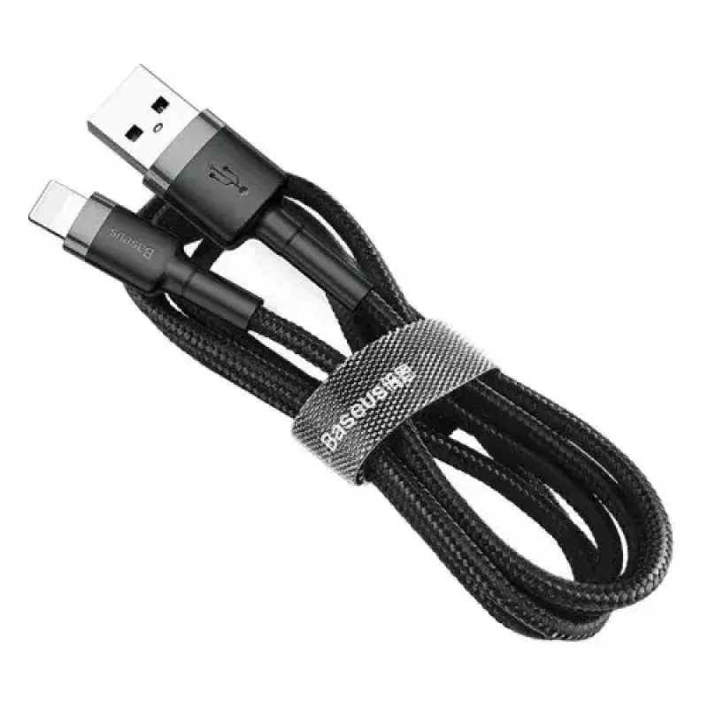 Baseus CALKLF-AG1 Nylon uzlādes un datu kabelis USB-C QC3.0 2.4A uz Lightning 0.5m melns, pelēks