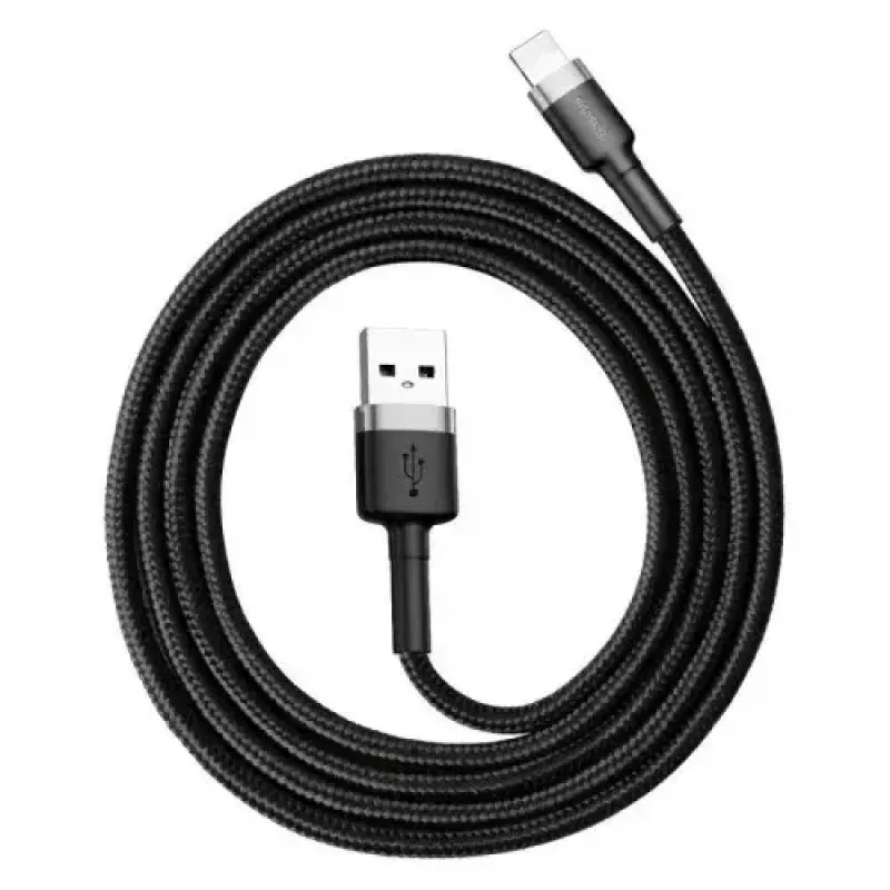 Baseus CALKLF-AG1 Nylon uzlādes un datu kabelis USB-C QC3.0 2.4A uz Lightning 0.5m melns, pelēks