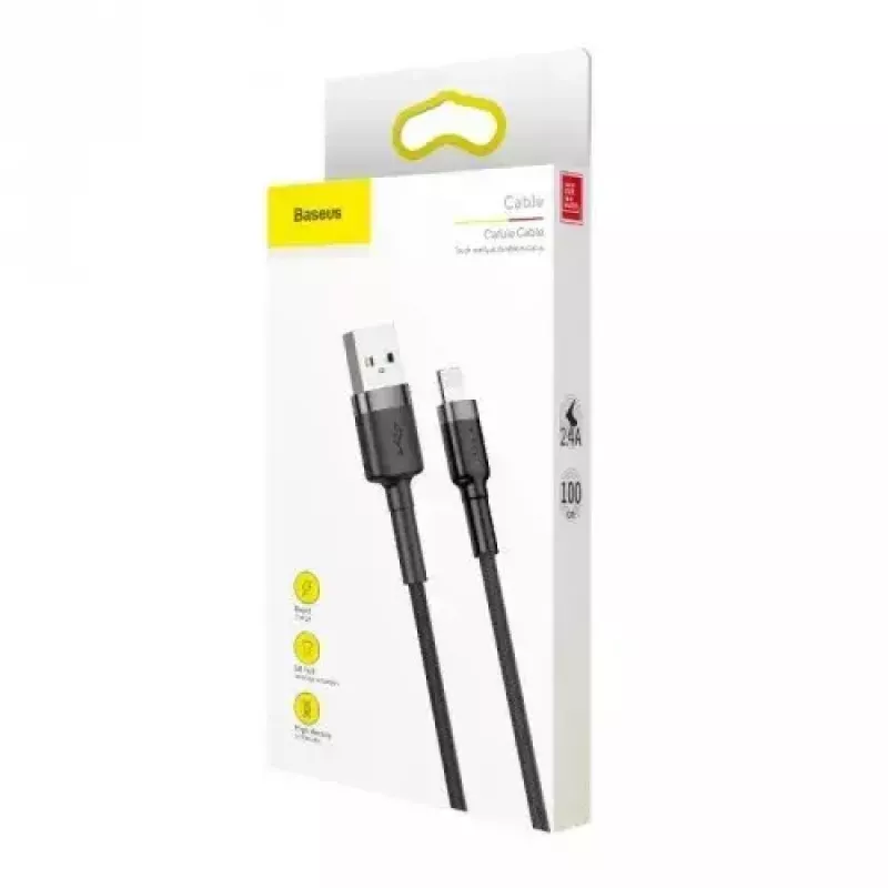 Baseus CALKLF-AG1 Nylon uzlādes un datu kabelis USB-C QC3.0 2.4A uz Lightning 0.5m melns, pelēks