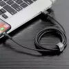 Baseus CALKLF-AG1 Nylon uzlādes un datu kabelis USB-C QC3.0 2.4A uz Lightning 0.5m melns, pelēks