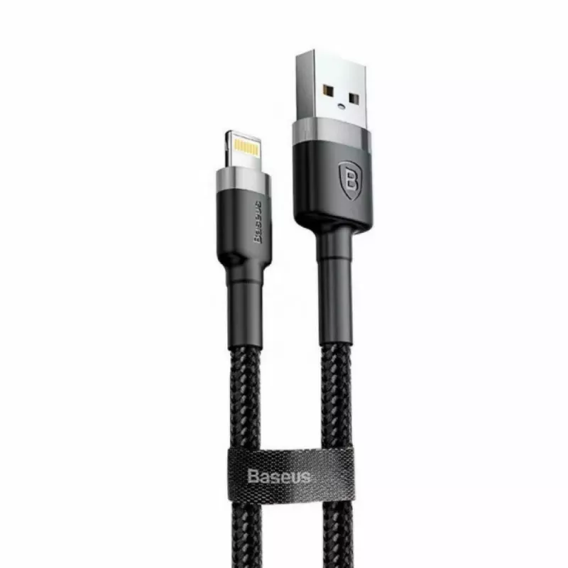 Baseus CALKLF-AG1 Nylon uzlādes un datu kabelis USB-C QC3.0 2.4A uz Lightning 0.5m melns, pelēks