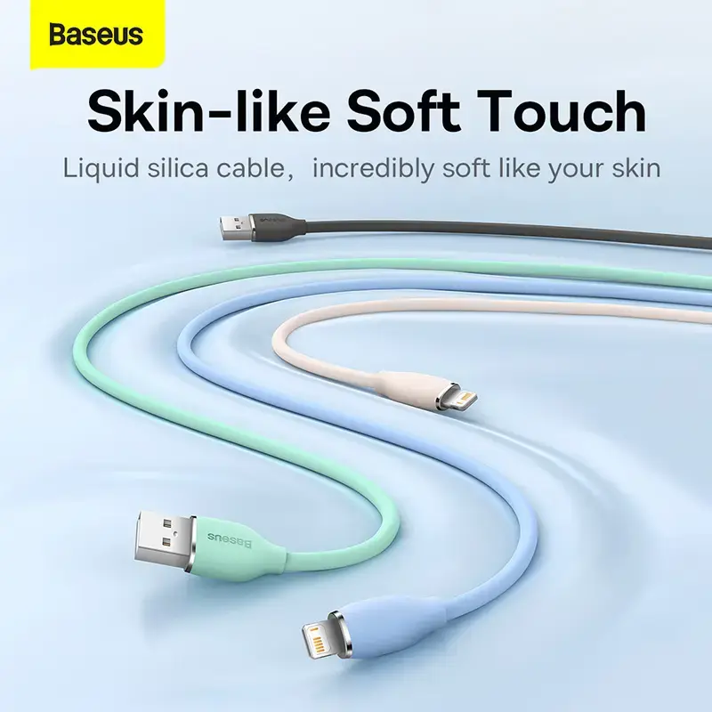 USB 2.0 datu kabelis Baseus Jelly Lightning uz USB-A 1,2 m, Melns
