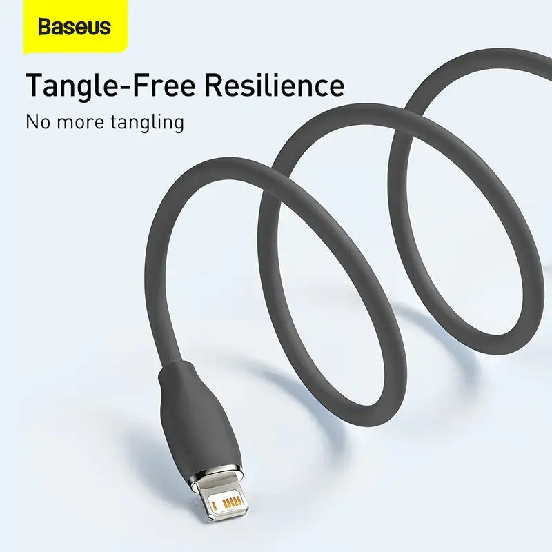 USB 2.0 datu kabelis Baseus Jelly Lightning uz USB-A 1,2 m, Melns