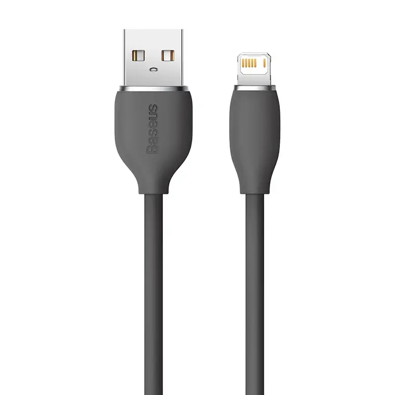 USB 2.0 datu kabelis Baseus Jelly Lightning uz USB-A 1,2 m, Melns