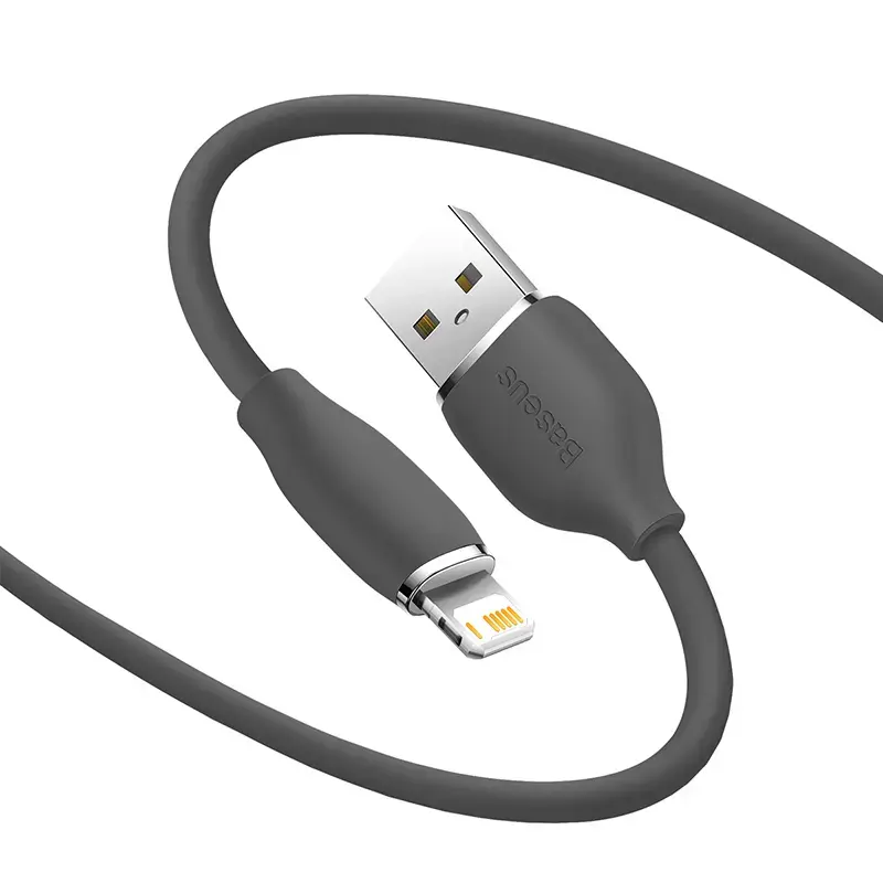 USB 2.0 datu kabelis Baseus Jelly Lightning uz USB-A 1,2 m, Melns